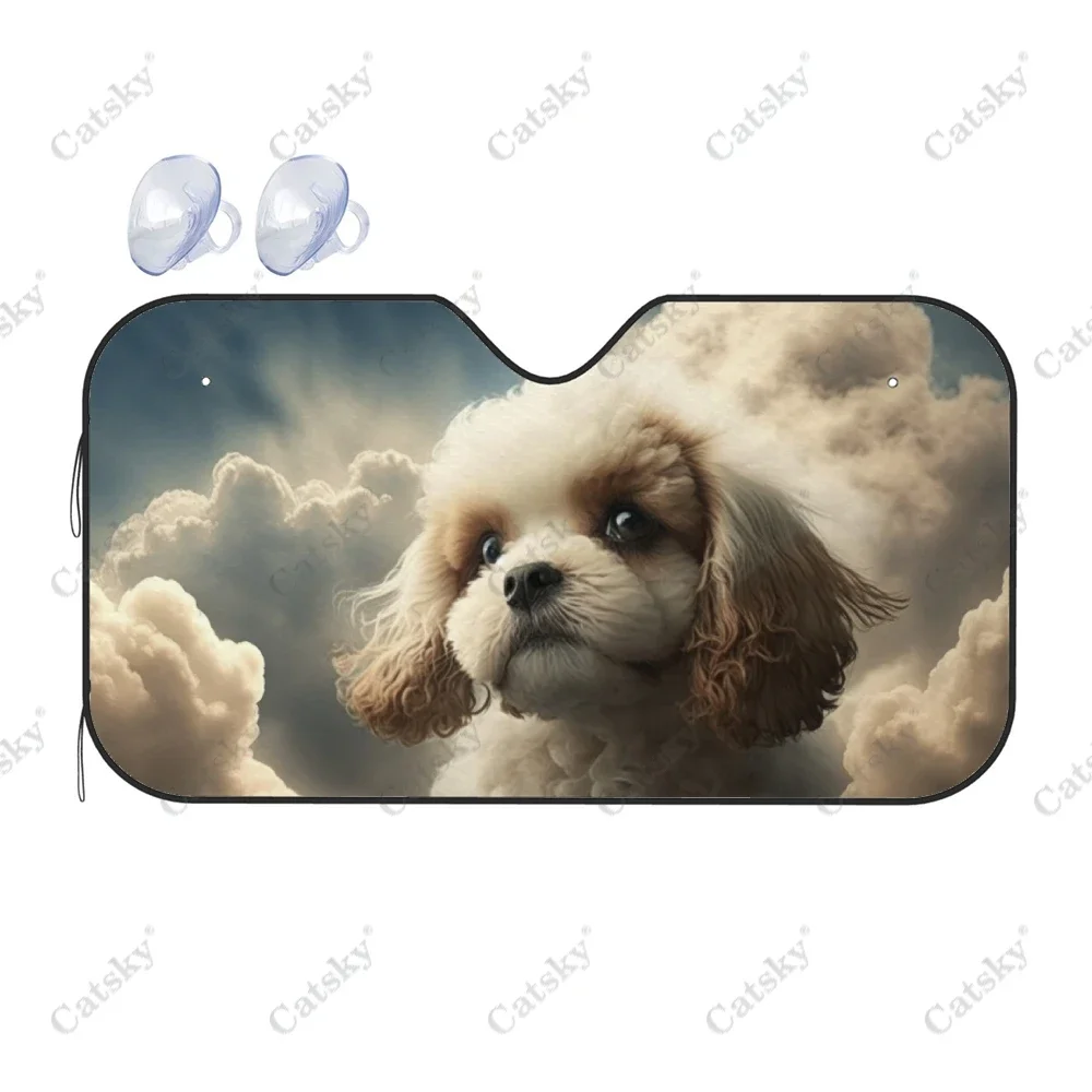 

Cute Poodle in Flower Field Car Windshield Sunshade, Front Auto Car Windshield Sun Shade Blocks Uv Rays Sun Visor Protector