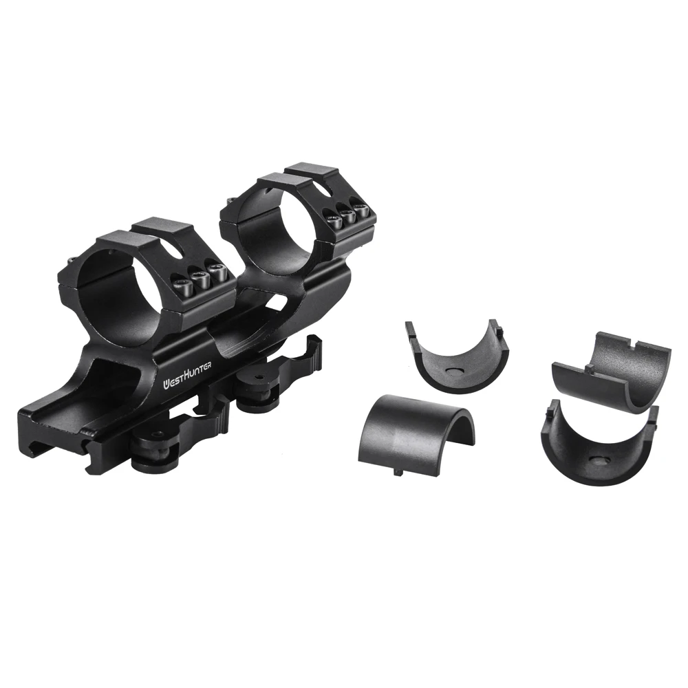 Quick Release One Piece Scope Mount 1"/30mm Dual Rings Hunting Accessories Fits 20mm Picatinny QD Cantilever Tactical Mounts Rifle Scope Mount Ring Rifle Scope Mount Picatinny Riser Mount Scope Riser Mount Picatinny Rail Accessories Scope Mount Adapter Rifle Scope Throw Lever