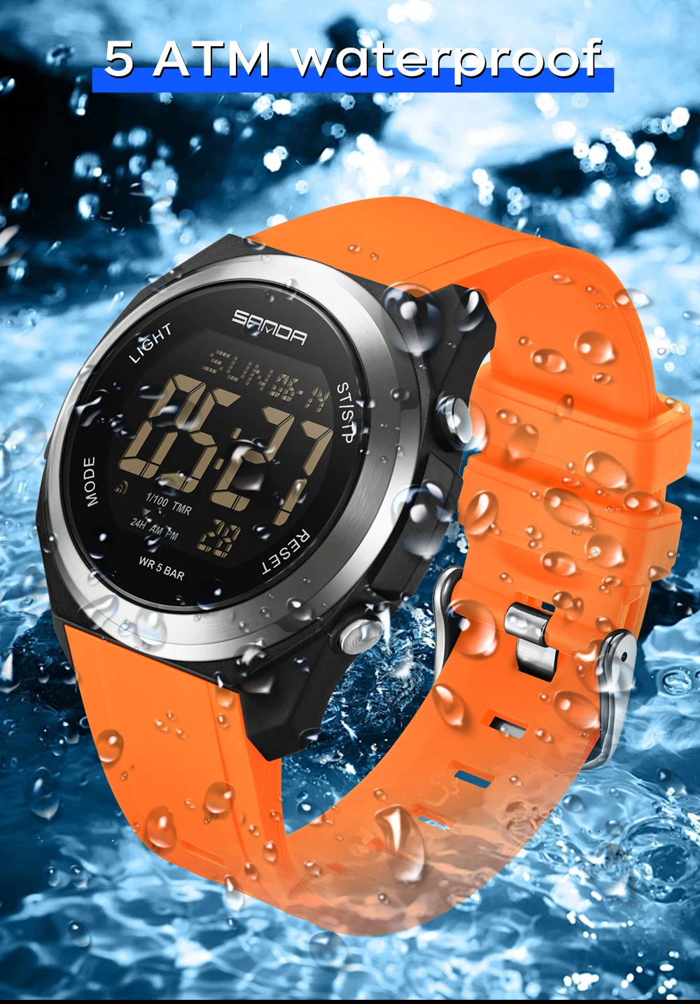Student Digital Electronic Watch Sports Multi Functional Waterproof Colorful LED Men's Electronic Watch_voghion.com