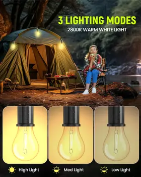 Rechargeable LED Camping Light Type-C 400mAh 100LM Waterproof Tent Lantern with Hook 3 Mode for Hiking Fishing Emergency Outdoor 2
