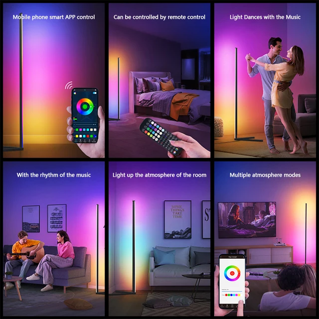 Living Room Dimmable RGB Corner Floor Lamp 140cm Stand Smart APP LED Mood Light for Bedroom Nordic Home Decor Interior lighting 5