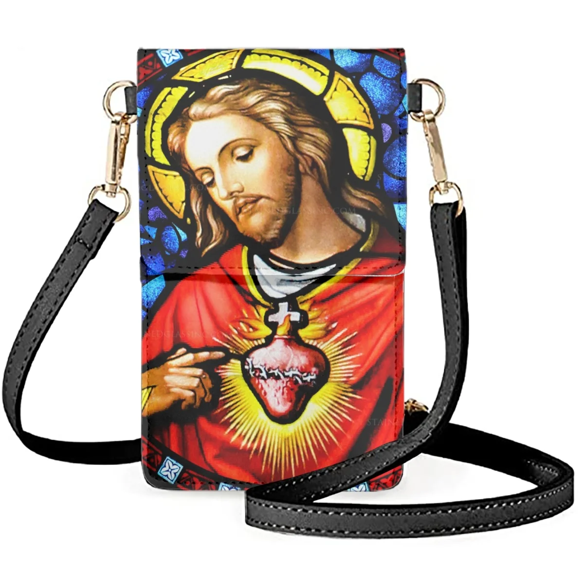 

Coloranimal Christian Jesus 18th Century Retro Oil Painting Ladies Literary Small Long Mobile Phone Touch Bag Daily Fashion Bags