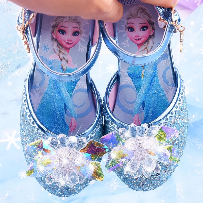 Disney Frozen Elsa Girls Sandals Heel Shoes Princess Dance Shoes Baby Fashion Crystal Shoes Pink Blue Kids Birthday Gift - AliExpress