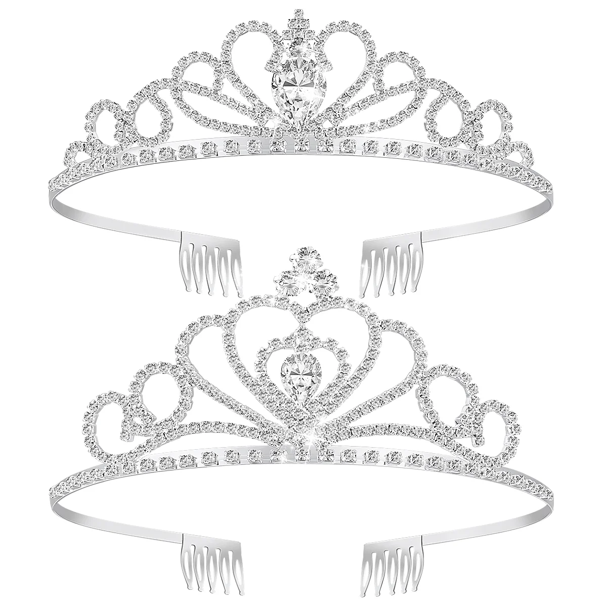

2pcs Rhinestone Tiara Tiara Headband Wedding Bridal Tiara Headwear Christmas Birthday Party Favor