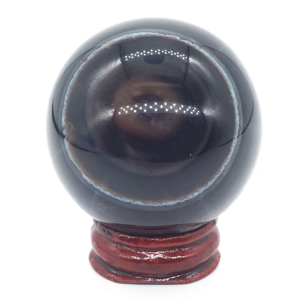 

48MM Natural Stone Sphere Evil Eye Agate Quartz Crystal Ball Chakra Healing Reiki Crafts Massage Home Decor