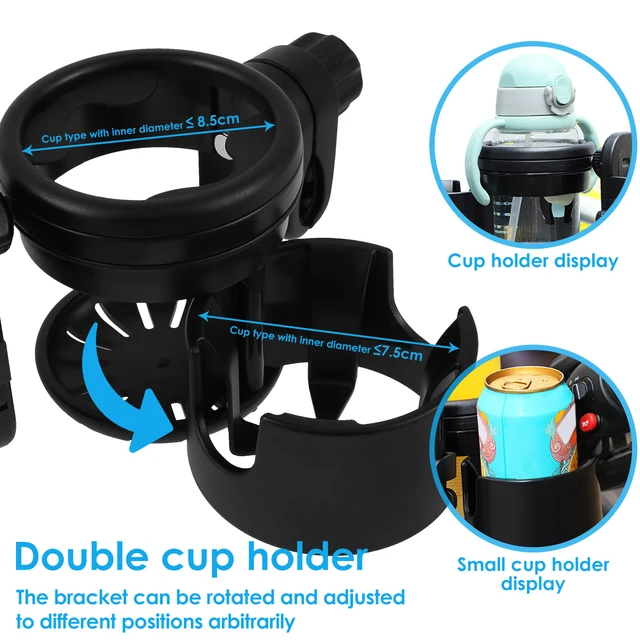 Stroller Cup Holder Attachment Universal Stroller Cup Holder With Mobile Phone Strollers Storage Rack Baby Bottle Holder Hands Free