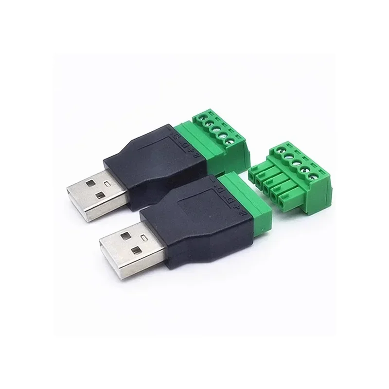 Universal USB 2.0 Type Connector with 5 Pin Screw Terminal - Solderless Male & Female Plug Socket