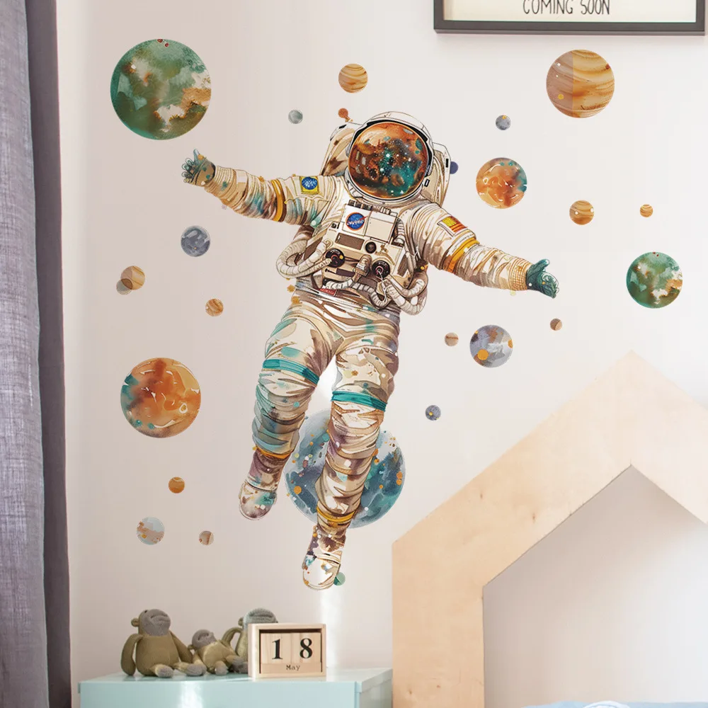 Cartoon Dream Astronaut Planet Wall Stickers Kids Room Background Decor Decals Baby Bedroom Home Decoration Self-adhesive Mural wall stickers,luminous wall stickers,vinyl decal stickers,children room decoration