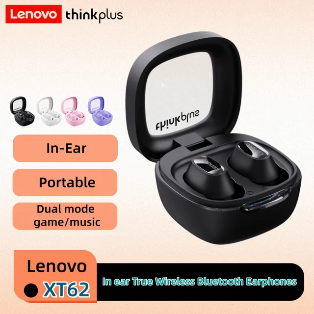 Lenovo XT62 True Wireless Bluetooth Earphones HiFi Audio Noise Cancelling Headsets  Lightweight In-ear Earbuds for Gaming