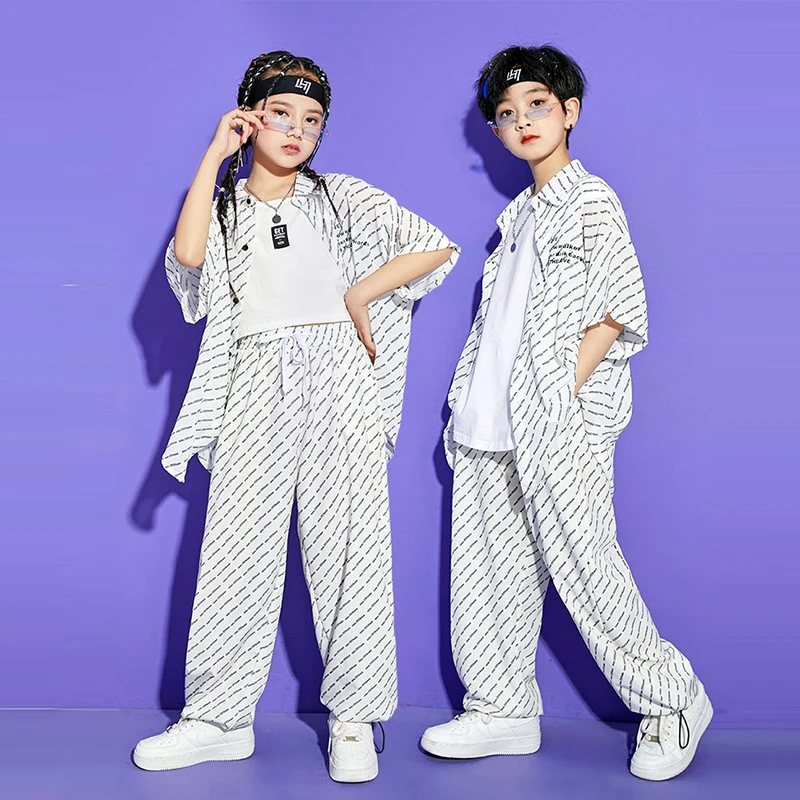 

Hip Hop Dance Clothing Girls Street Dance Outfit Loose Shirt Pants Children's Day School Jazz Dance Performance Wear YS3289