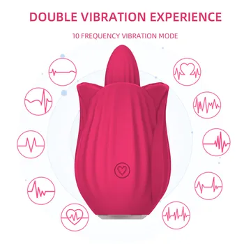Rose Flower Licking Vibrator For Women Clitoris Stimulation G-Spot Vagina Dildo Tongue Female Vibrators Sex Toys For Women 4