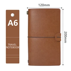 Vintage Leather Strap Multifunctional A6 Portable Travel Diary Notebook (Khaki Brown)