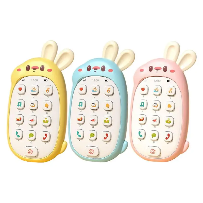 

Toy Cell Phone Kid Chewable Phone Toy in Cute Bunny Battery Powered Multifunctional Educational Toy for Kindergarten Kids