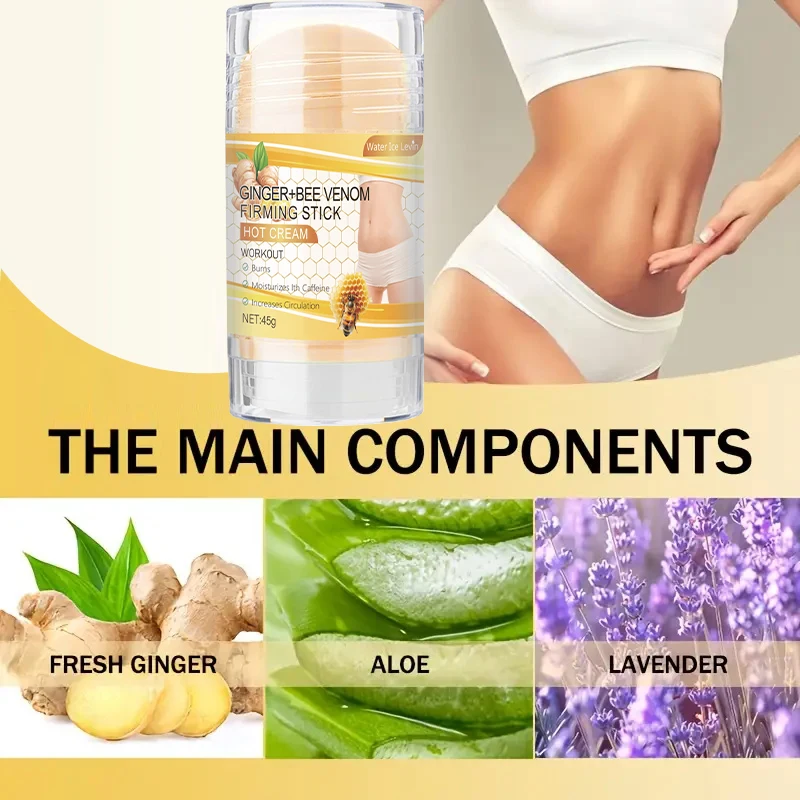 Crema rassodante in stick di curcuma + veneno d'api, contiene olio di cocco, lozione corpo idratante rassodante per uomini e donne, ipoallergenico, rilassamento muscolare e recupero post-esercizio 5