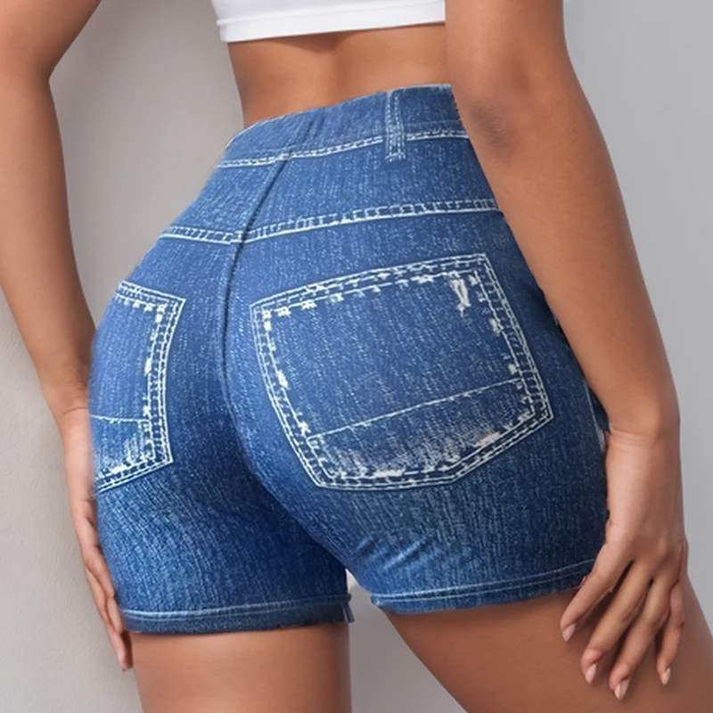 Women's summer New casual Shorts Non-Denim leggings Shorts Printed High waist Butt Lifting Elastic breathable Sports Shorts 3