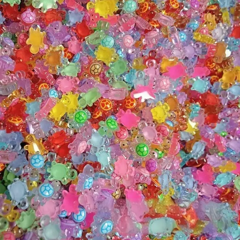 100pcs Glow In The Dark Resin Turtle Figurines /Cute Miniatures For Fairy Garden Micro Landscape, Dollhouse Decor Crafts