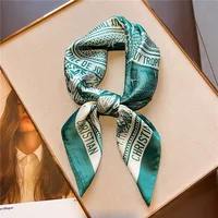 2024 Popular Square Shawls Luxury Sunscreen Satin Kerchief Four Seasons 90X90CM Silk Scarves Fashion Letter Headcloth Scarf Bag 5
