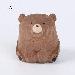 Handcrafted Miniature Wooden Polar Bear Figurine for Office and Home Decor (Brown)