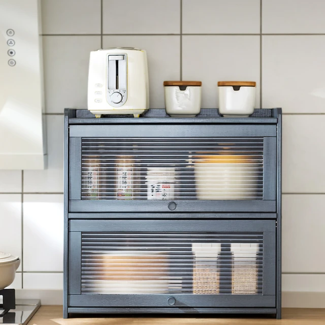 일본식 간편한 식사 사이드 캐비닛: 현대적이고 깔끔한 주방 공간을 위한 차도구와 향신료 정리