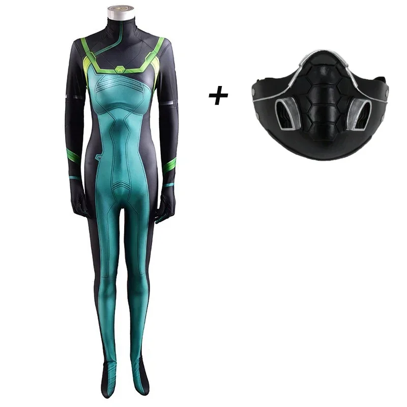 thumbnail image 1 of Máscara de cosplay de Viper del juego Valorant, accesorios para disfraz, mono de licra con estampado 3D, peluca, disfraces de Halloween, 1 of 5