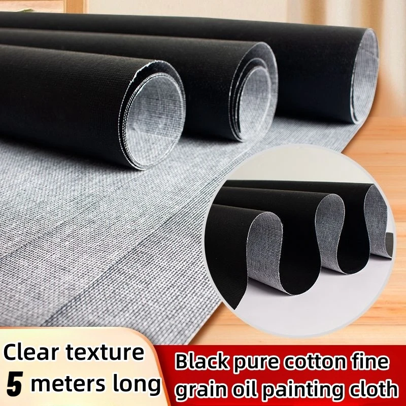 5 m cotton canvas roll with black background is specially used for painting art pure cotton linen blend canvas graffiti cloth