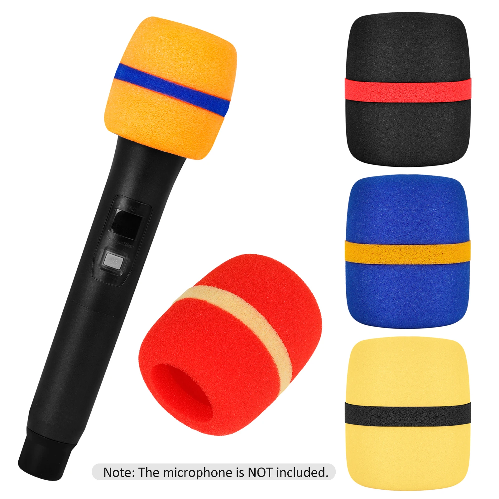 Luckkyme 10 Pcs Colorful Foam Microphone Cover Top Grade Thick Handheld Stage Mic Windscreen 5 Color 