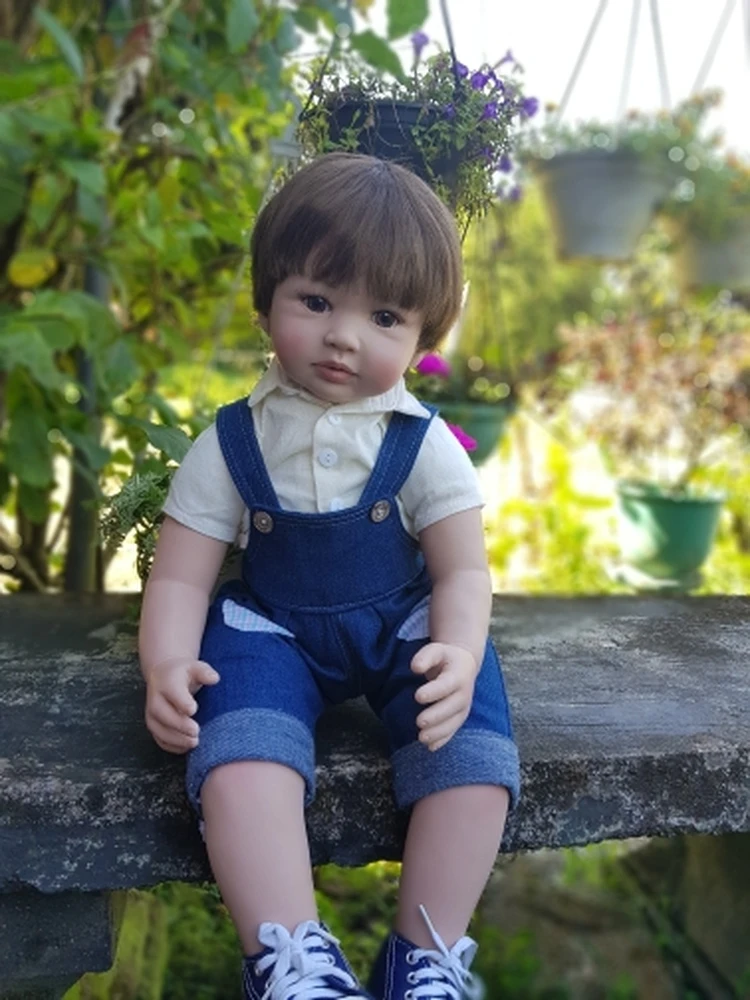 BZDOLL 60cm Reborn Toddler Boy Doll Silicone Vinyl Limbs 24inch Cute Baby Doll Cloth Body Birthday Gift Girls Play House Boneca 6