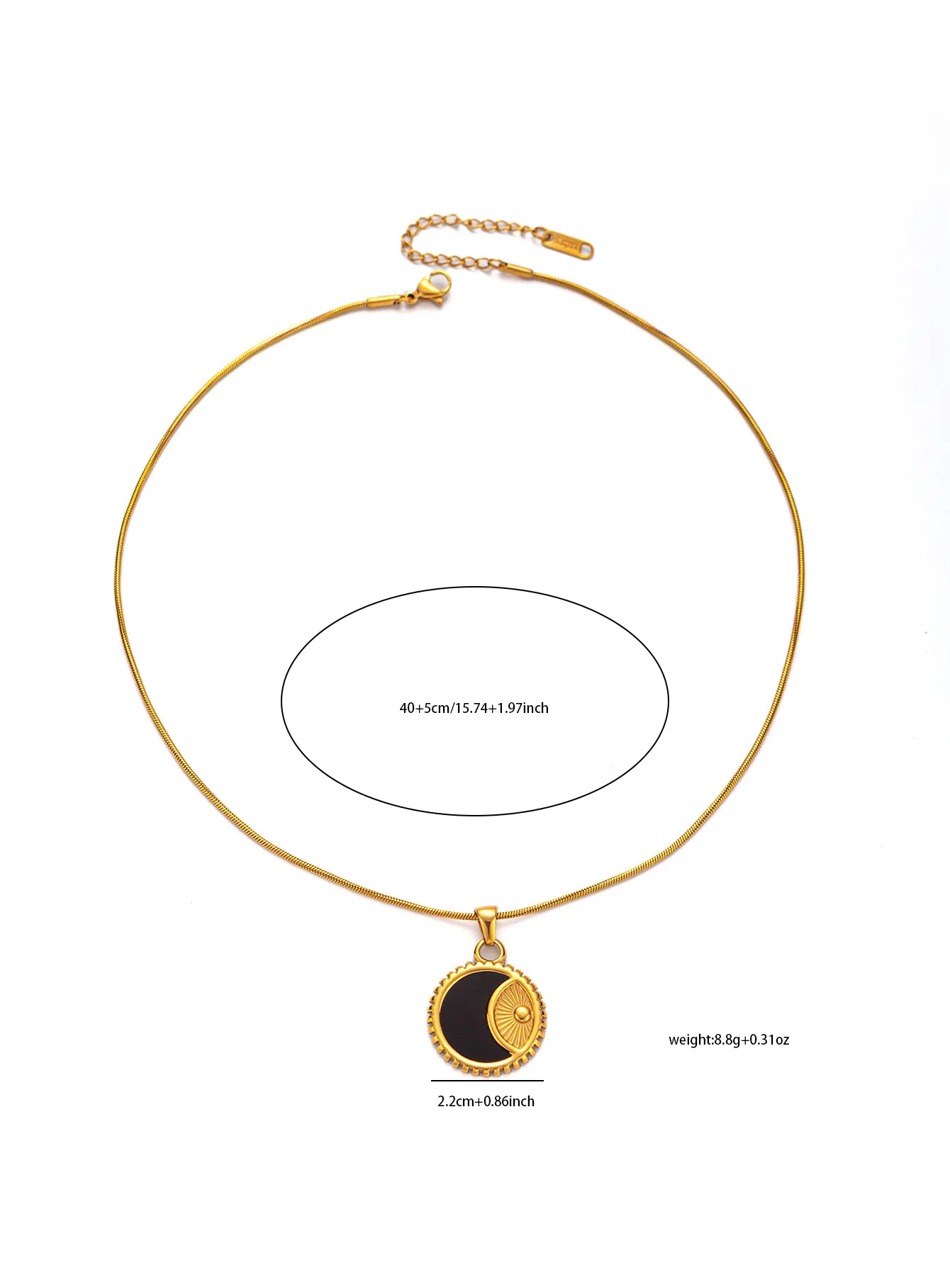 New Titanium Steel Black and White Crescent Necklace Earrings Set For Women Girls Party Jewelry Sets 5
