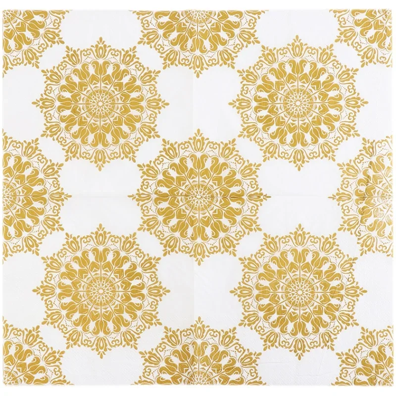 Printed Paper Napkins Gold Wedding Pure Wood Pulp Hotel Party 20pcs/pac 33cm