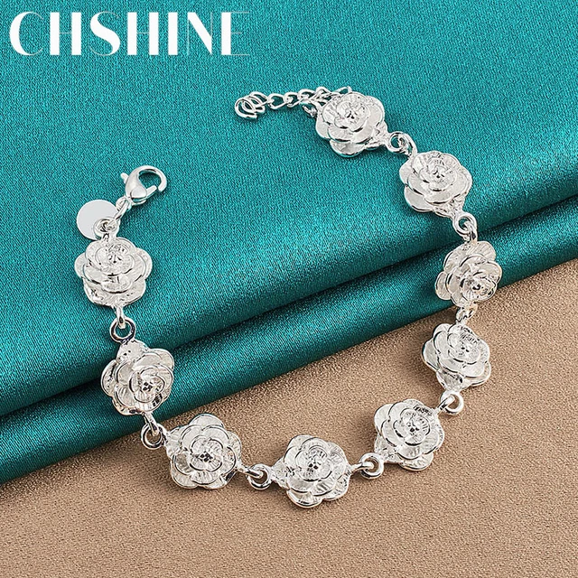 925 Sterling Silver Roses Charm Bracelet Chain  925 Sterling Silver  Jewelry - 925 - Aliexpress