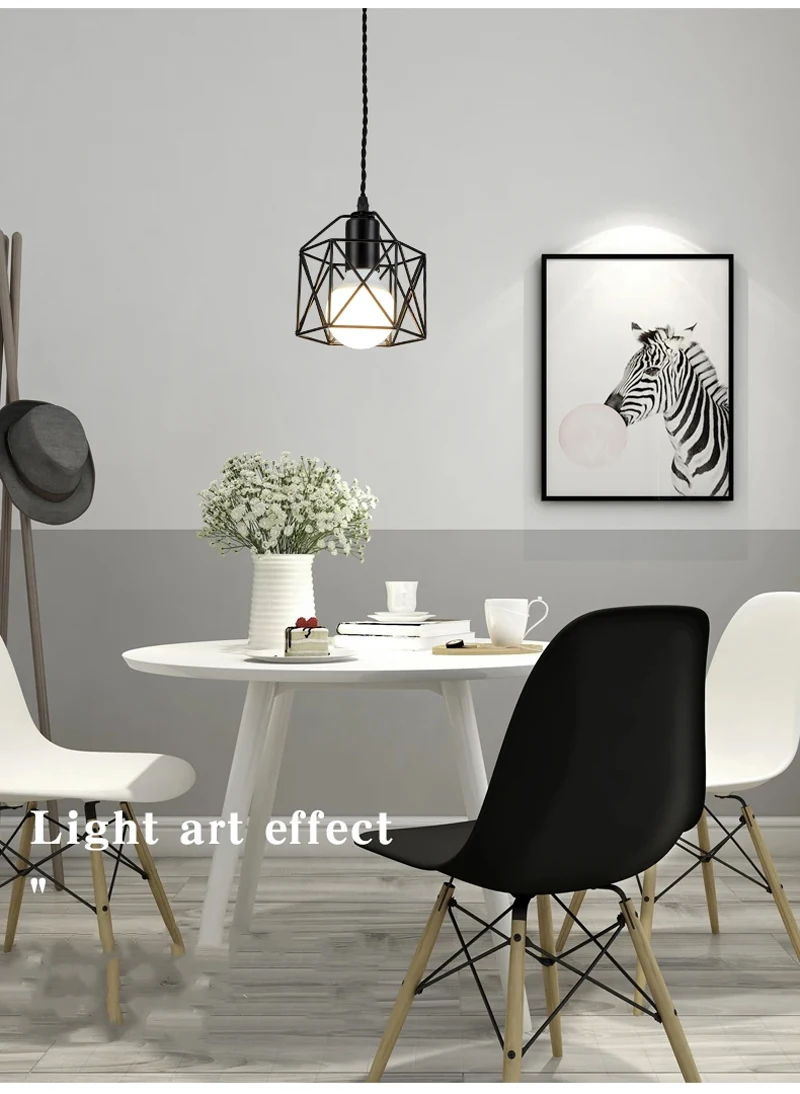 Industrial Pendant Light Adjustable Hanging Lamp for Ceiling Light Fixture Metal Cage Chandelier Lighting for Island Dining Room