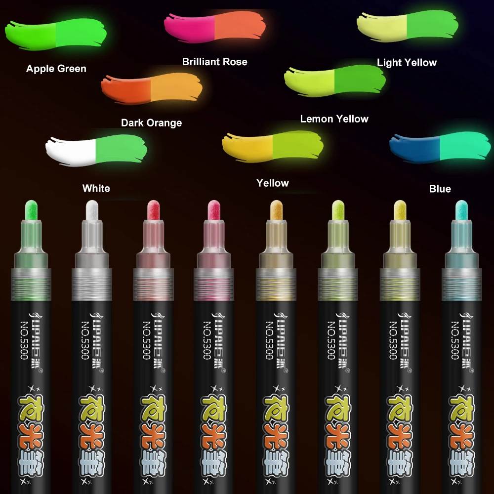 8 Colors Set Fluorescent pen Glows At Night Highlighter Pen Markers Christmas Painting Pastel Drawing Pen Supplies Stationery highlighter marker highlighter pen art marker marker pen