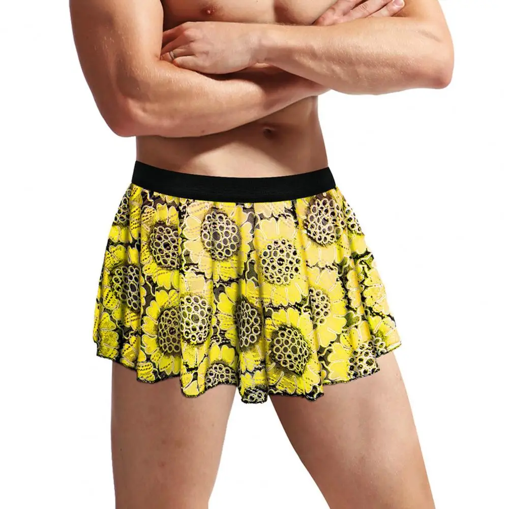 Unisex Pleated Elastic Waist Mini Skirt