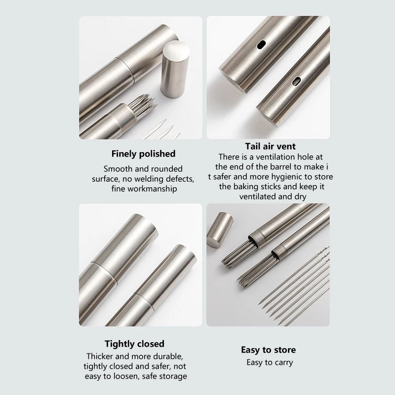 Barbecue Skewers 50Pcs Tainless Steel Drill 35Cm Needle Home Kitchen Outdoor Camping Grill Widened Lamb Leg Sign