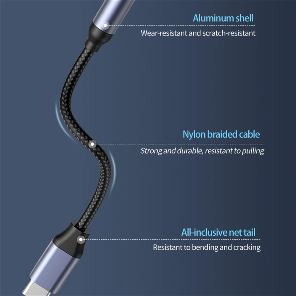 USB C to 3.5mm Headphone Jack Adapter Aux Audio Cable For Samsung Galaxy Huawei Xiaomi iPad Pro iPhone OnePlus Phone Earphone - 2