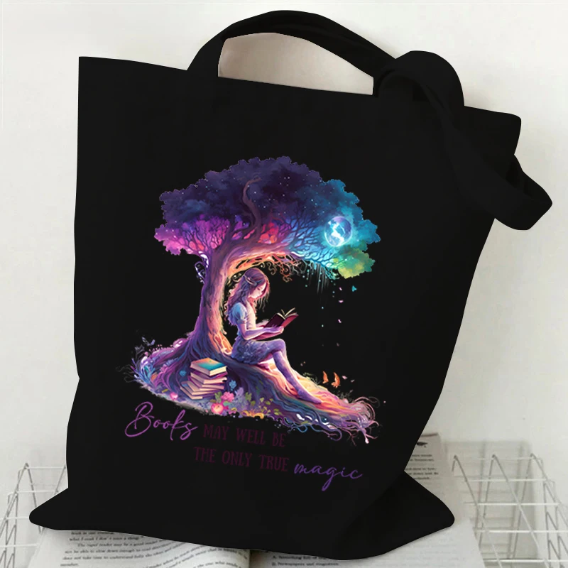 

Дизайнерские женские сумки Magic Books, винтажные холщовые сумки через плечо, женские сумки для покупок с принтом True Magic