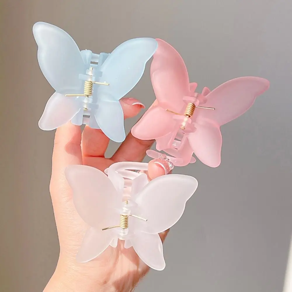 New Colorful Butterfly Hair Claw Clip Matte Gradient Hairpin Hair Accessories Transparent Barrette Women