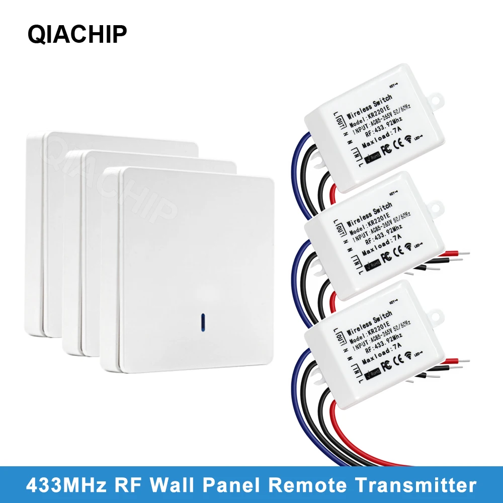 

433MHz Universal Wireless Remote Control Switch AC 110V 220V 1CH Relay Receiver Module & Wall Panel RF Controls