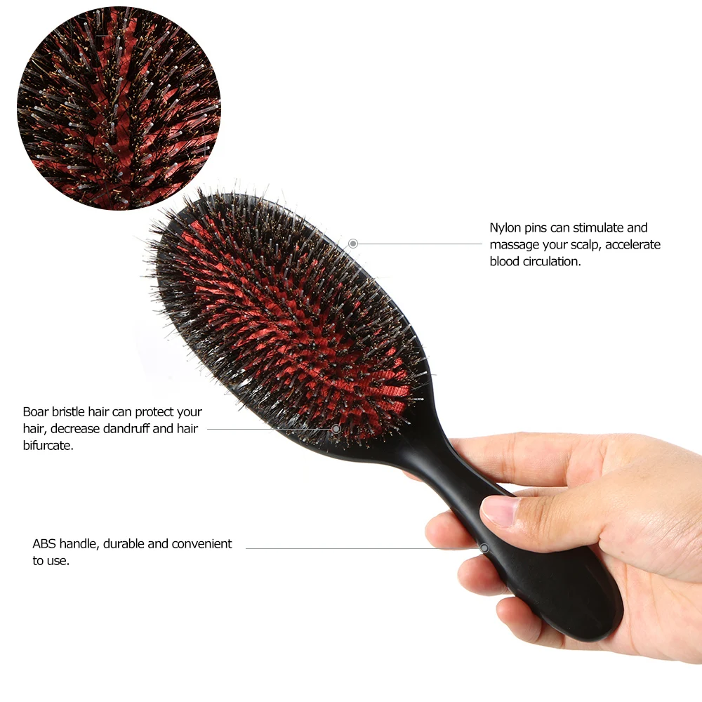 1PC Boar Bristle & Nylon Hair Brush Oval Anti-static Paddle Comb Scalp Massage Hair Care Tool Salon Hair Brush Styling Tool