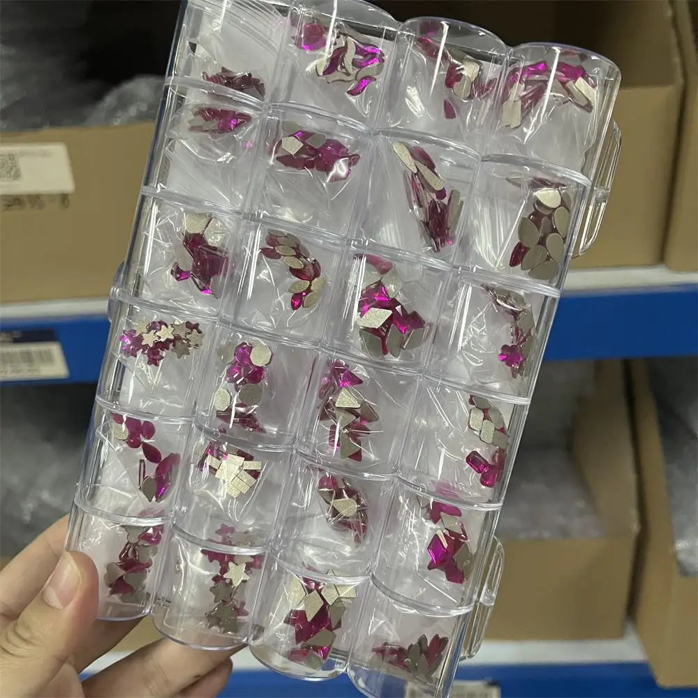 

1 Box 3D Nail Art Rhinestones Multi Color Nail Decor Mixed Size Crystal Nail Gems Glitter Irregular Jewelry Manicure Accessory**