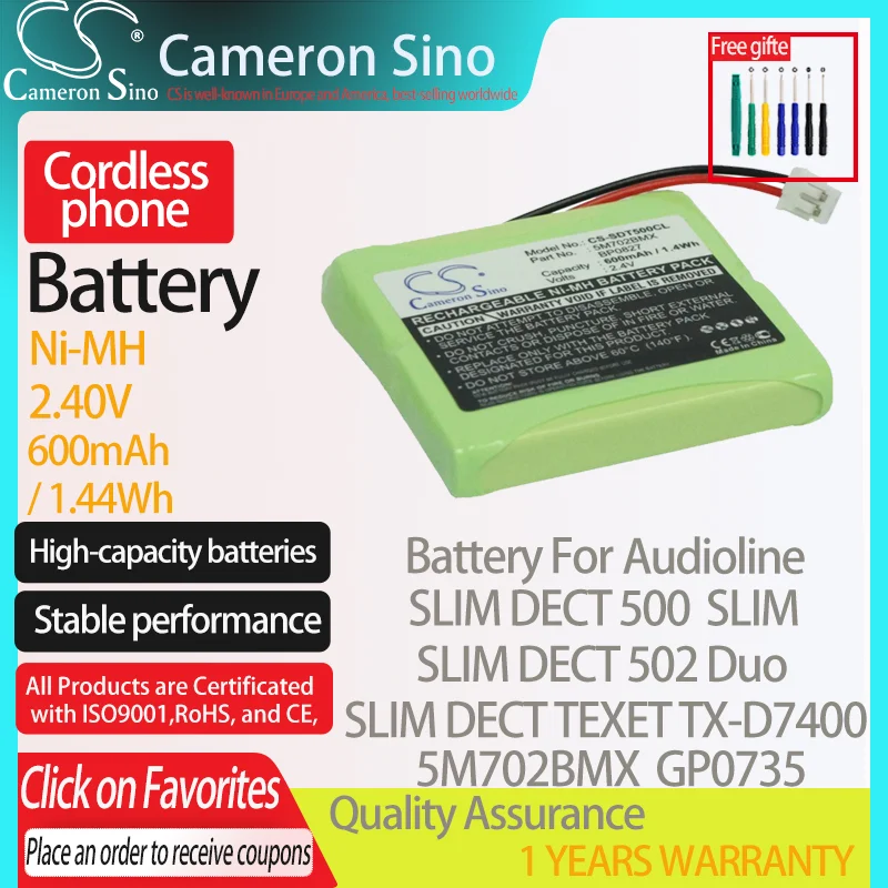 Batteria Cameronsino Per Audioline Slim Dect 500 Slim Dect 502 Slim Dect 502 Duo Slim Adatto A Batteria Per Telefono Cordless Bti