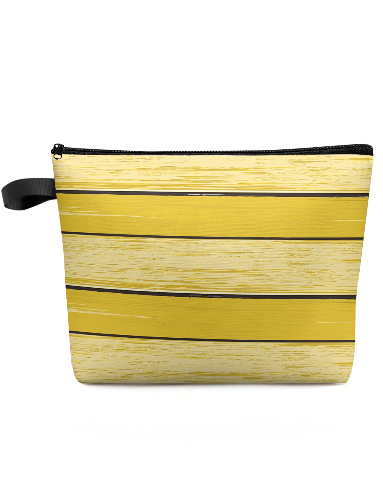 

Yellow Retro Wood Grain Rustic Makeup Bag Pouch Travel Essentials Lady Women Cosmetic Bags Toilet Organizer Storage Pencil Case