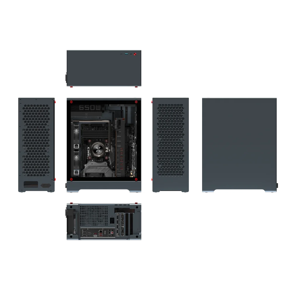 最終値下げ C1 Micro ATX コンピューターケース PC用 2022 ミッドタワー アルミニウム合金 大型サイド貫通 MATX ITX