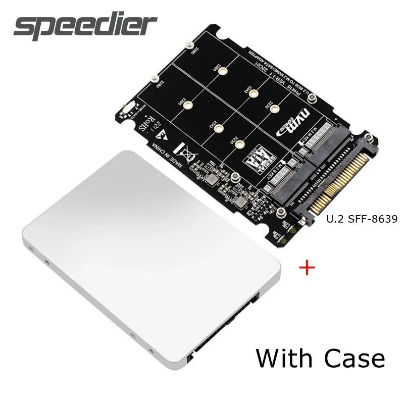

Чехол + адаптер SSD M.2 2,5 "SSD на адаптер U.2 M.2 NVMe Key B/M SATA NGFF SSD на PCIe U2 SFF-8639 PCIE M2 конвертер для настольного ПК