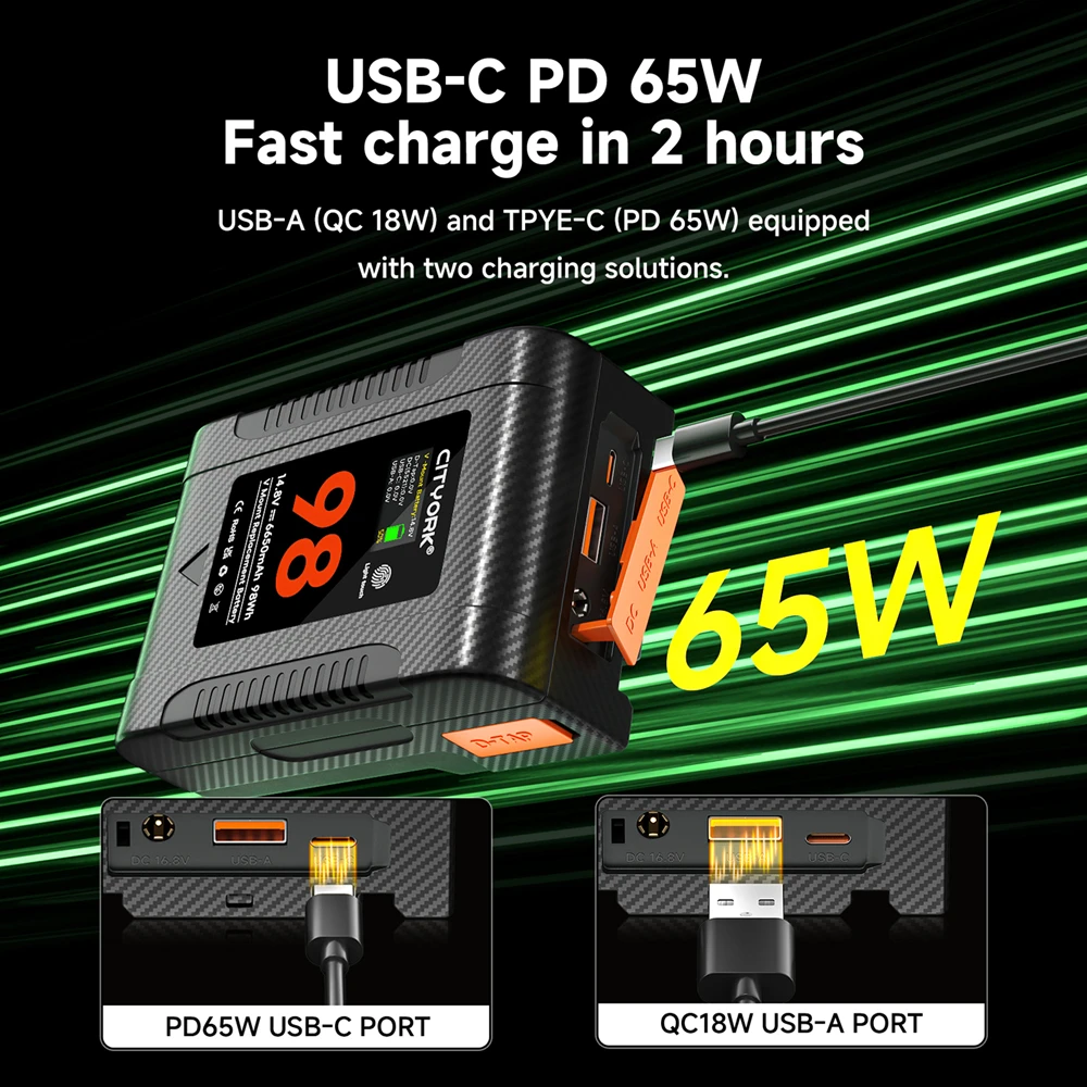 V Mount V-Lock 98W 229W Battery With PD100W Fast Charging