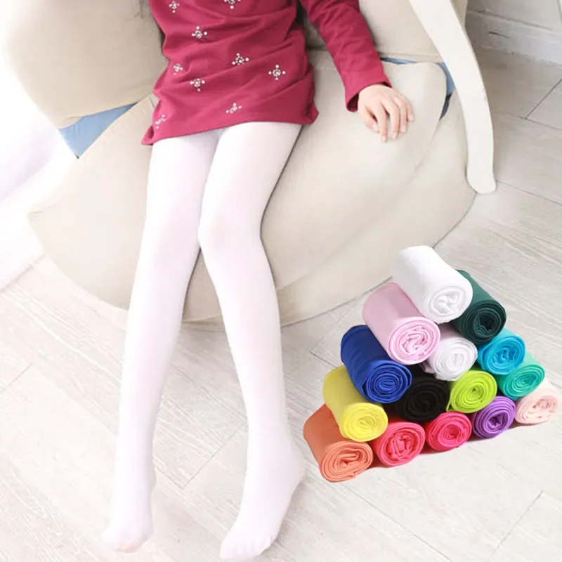 1pc Candy Color Kids Girls Pantyhose Ballet Dance Tights for Summer Spring Girl Leggings Stockings Velvet White Pink