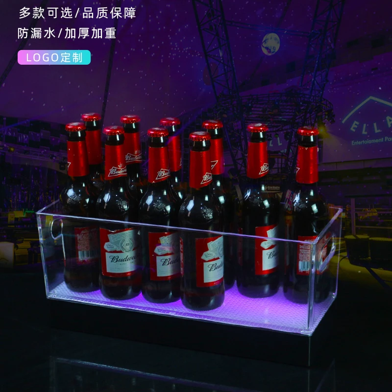 Transparent injection molded acrylic ice bucket, LED lighting ice bucket, champagne beer suitable for nightclubs, ba