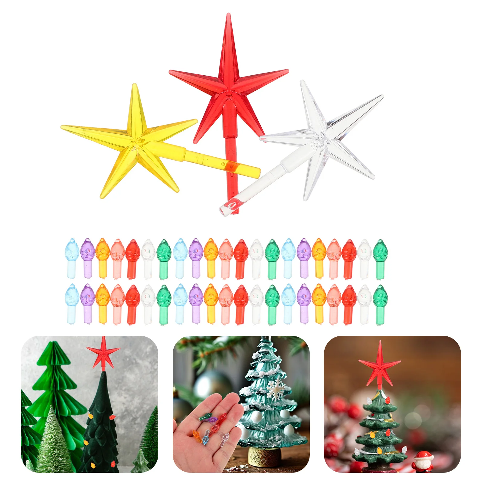 Ceramic Christmas Tree Snow Replacement Bulbs For Ceramic Christmas Tree -  65 Clear Medium Twist Bulbs \u0026 1 Large Star Topper Clear Decorative  Collectibles, image size:1600x1600