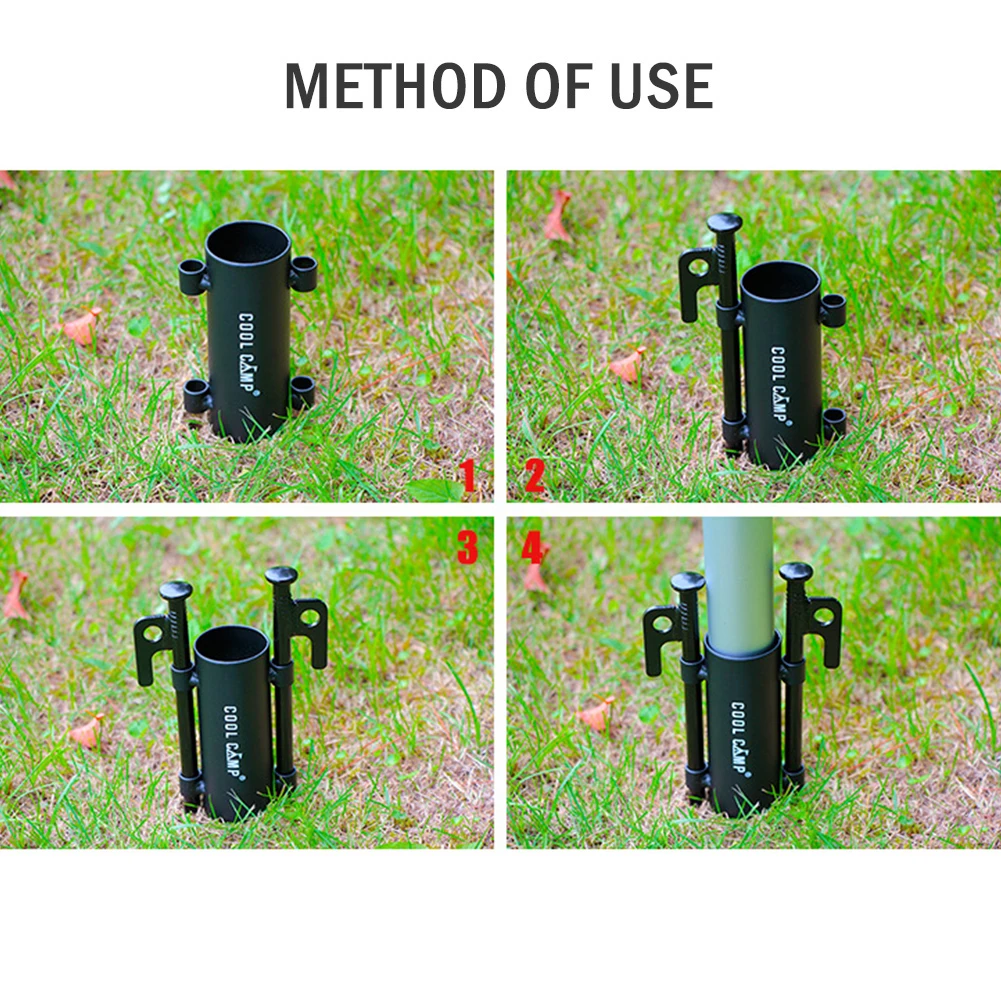 Iron Camping Canopy Pole Holder Windproof Awning Pole Fixed Stand