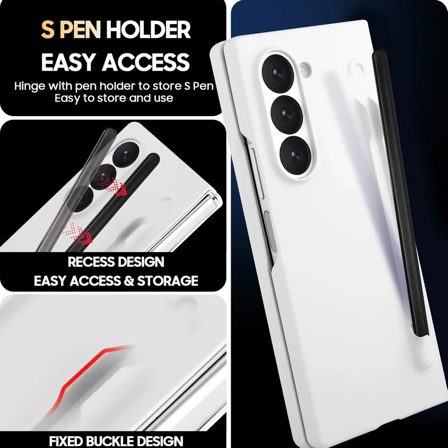 Matte Solid Color Case with S Pen Holder and Slim Screen Protector
